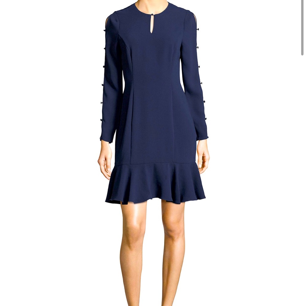NWT Shoshanna Navy Blue Wyvis Flounce Dress (Size 4)